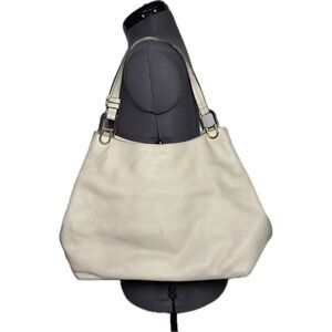 Vince Camuto Lue Hobo Shoulder Bag Pebbled Leather Birch Slouchy Tote STAINED